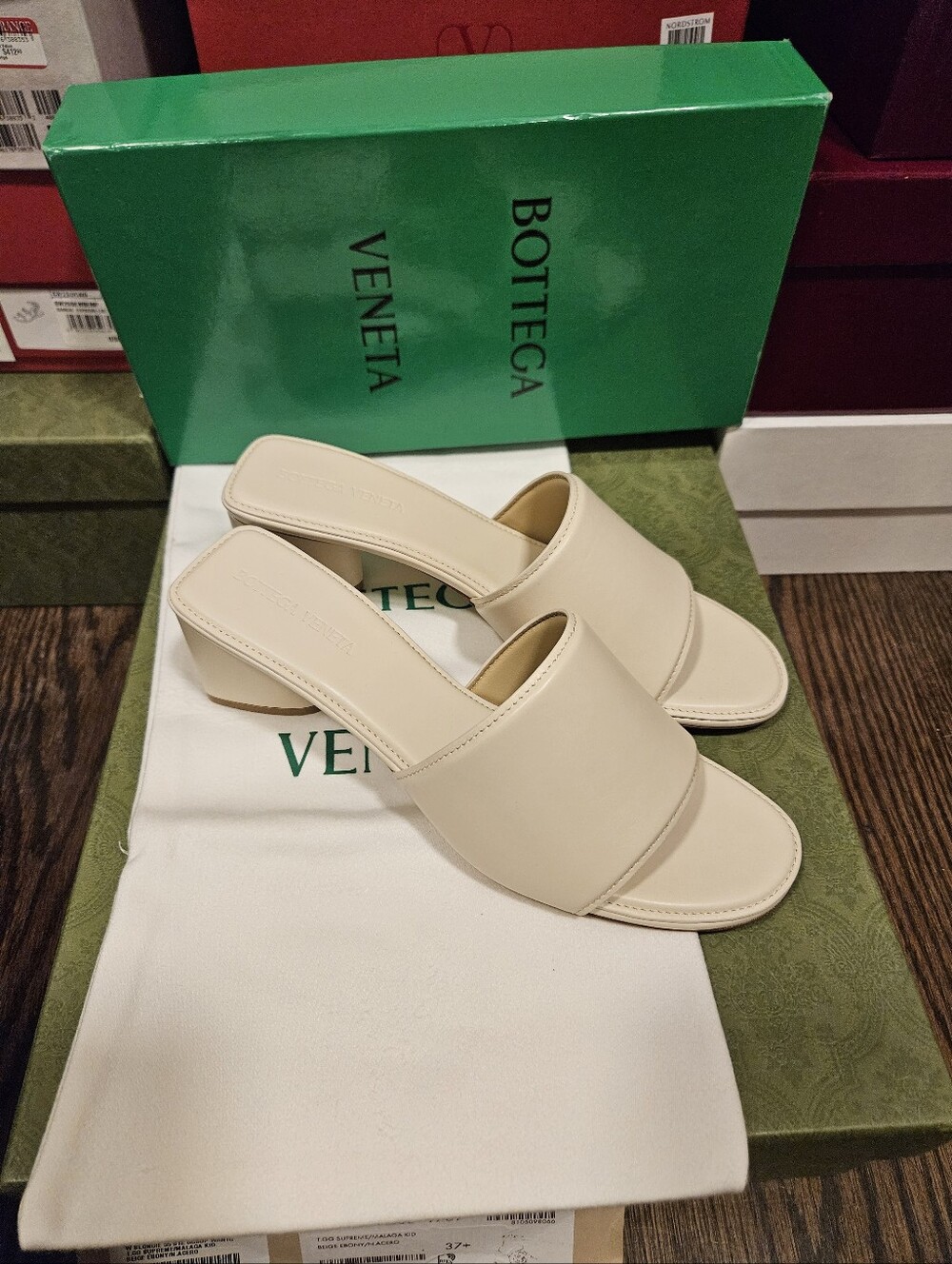 Bottega Veneta Band White Leather Sandal Backless Mule Heel Pump 39